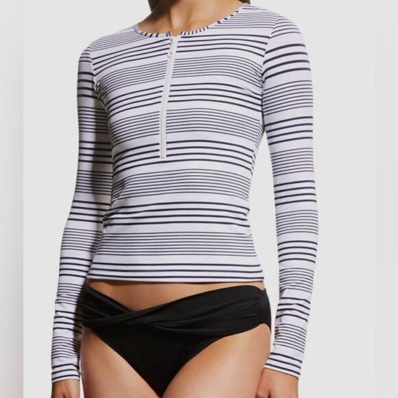 Melissa Odabash Striped Crew Neck Top w/ Tags SZ 8 - Picture 1 of 6